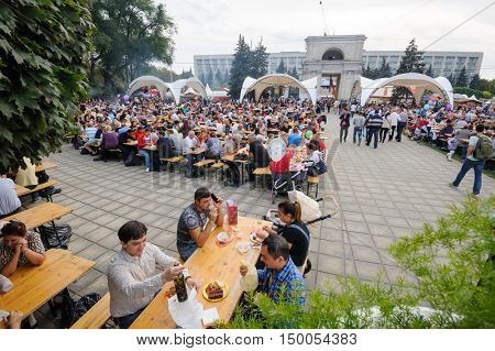 Chisinau, Republic of Moldova - October 1, 2016: Celebration of National Wine Day at the Great National Assembly Square of the Moldovan capital