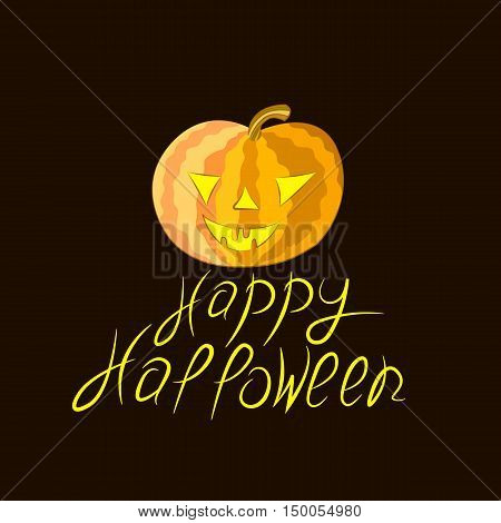 pumpkin on a black background Halloween vector illustration