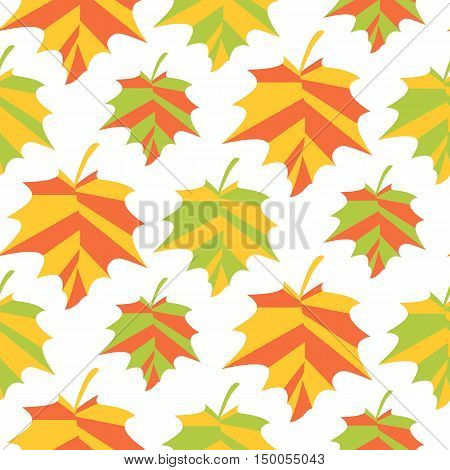 seamless pattern of colorful autumn Maple leaves