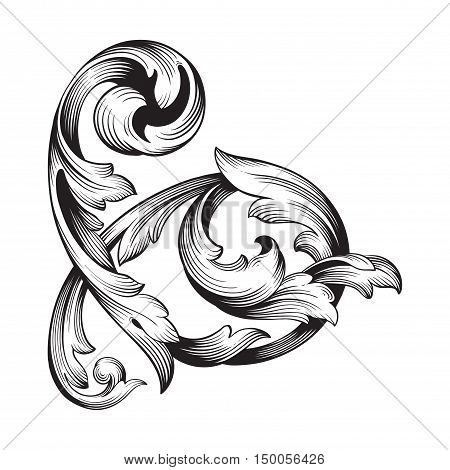 vintage baroque element ornament. Retro pattern antique style acanthus. Decorative design element filigree calligraphy vector.