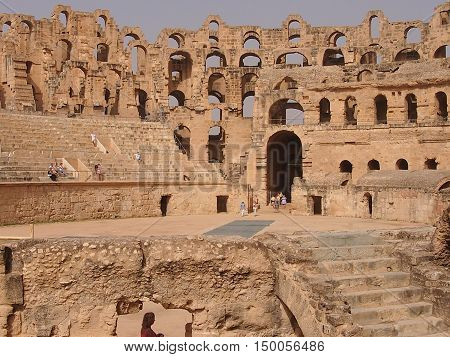 well saved ancient amphitheater in El Djem