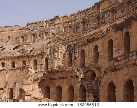 well saved ancient amphitheater in El Djem