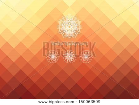 background with brown squares and white geometric pattern