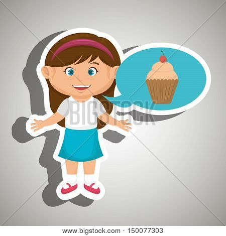 girl cartoon cup cake vector illustration eps 10