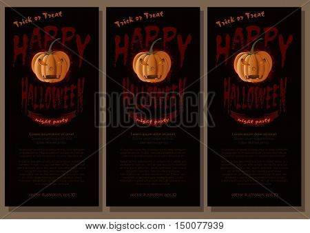 Set poster for Halloween. Happy Halloween design. Vector illustration