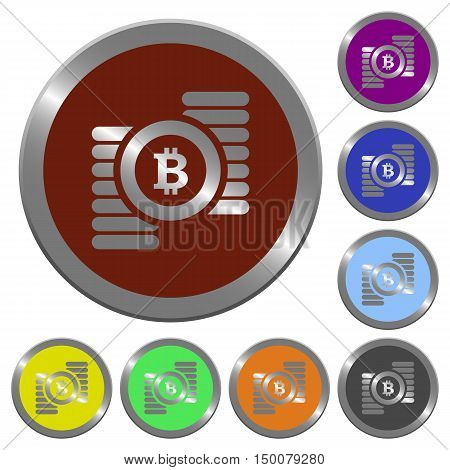 Set of color glossy coin-like Bitcoins buttons