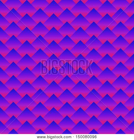 Vector seamless rhombus abstract pattern. Purple gradient filling. Three dimentional effect. Trendy neon colors
