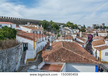 Obidos Portugal. 30 September 2016. view of Obidos Obidos is an ancient medieval Portuguese village from the 11th century still inside castle walls. Obidos Portugal. photography by Ricardo Rocha.
