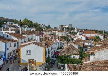 Obidos Portugal. 30 September 2016. view of Obidos Obidos is an ancient medieval Portuguese village from the 11th century still inside castle walls. Obidos Portugal. photography by Ricardo Rocha.