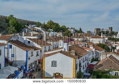 Obidos Portugal. 30 September 2016. view of Obidos Obidos is an ancient medieval Portuguese village from the 11th century still inside castle walls. Obidos Portugal. photography by Ricardo Rocha.