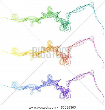 Set Colored Wave Scribble Lines on White background
