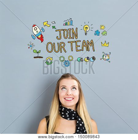 Join Our Team Concept With Happy Young Woman