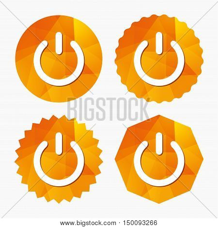Power sign icon. Switch on symbol. Turn on energy. Triangular low poly buttons with flat icon. Vector
