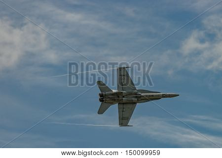 NEW WINDSOR NY - SEPTEMBER 3 2016: The evolution of F 18 Hornet from Stewart International Airport during the New York Airshow.
