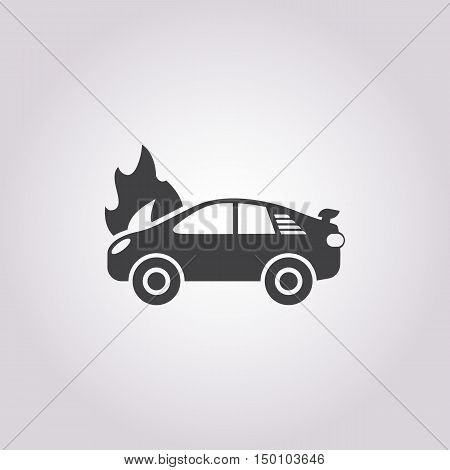 car fire icon on white background for web