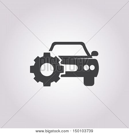 car with cogwheel icon on white background for web
