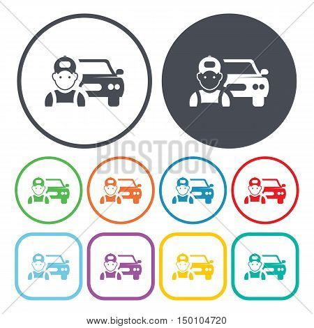 car mechanic icon on white background for web