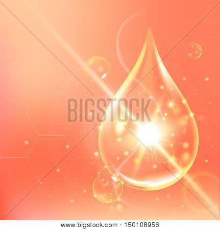 Vector illustration of Collagen Serum and Vitamin Background Concept Skin Care Cosmetic.