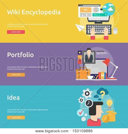 Creative Process Conceptual Design | Set of great banner flat design illustration concepts for business, creative idea, concept, marketing and much more.