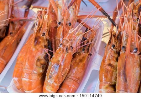 big Grilled shrimp in the fresh market