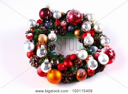 New Year gift on a golden tinsel background boly.