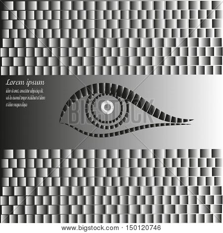 Background and logo design
Abstract , author Projects seeing eye with the effect of 2D parallel symmetrically text shadow eps10 vector illustration gray black square rectangle pattern Stock