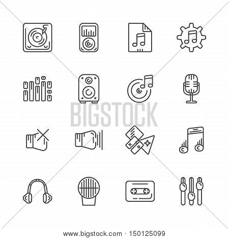 Set of line icons for music. Vector illustration. eps 10