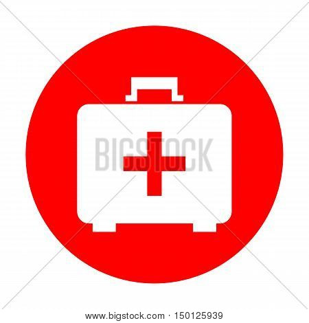 Medical First Aid Box Sign. White Icon On Red Circle.