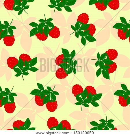 Raspberries seamless pattern vector spring summer background