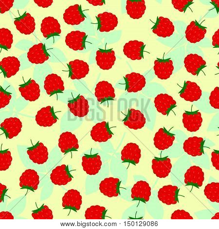 Raspberries seamless pattern vector spring summer background