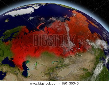 Russia From Space Highlighted In Red