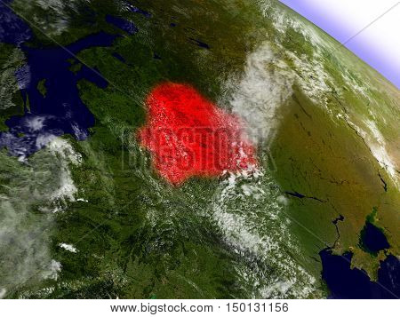 Belarus From Space Highlighted In Red