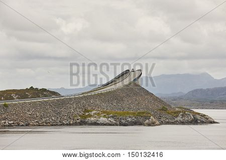 Norway. Atlantic ocean road. Bridge over the ocean. Travel europe. Horizontal