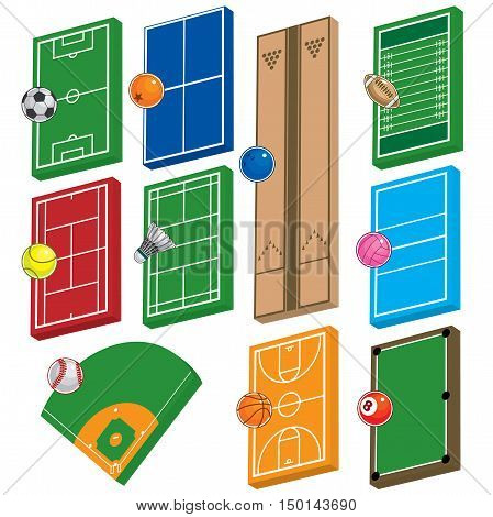Vector Set of Sport Fields WIth Sport Balls