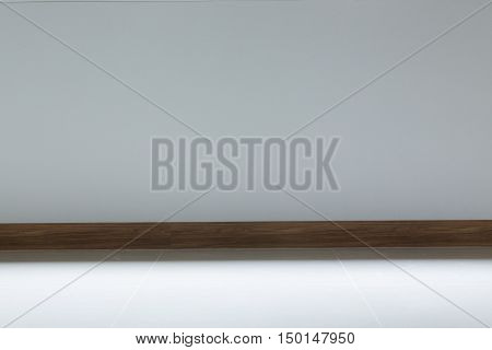 Empty Room Interior, White Tile Floor And White Mortar Wall Background