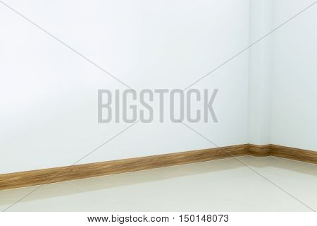 Empty Room Interior, White Tile Floor And White Mortar Wall Background