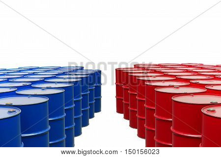 metal barrels of red and blue color