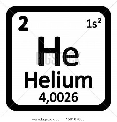 Periodic table element helium icon on white background. Vector illustration.