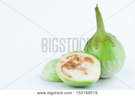 fresh thai eggplant or Yellow berried nightshade on white background eggplant aubergine  vegetable isolated