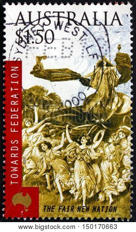 AUSTRALIA - CIRCA 2000: a stamp printed in Australia shows The Fair New Nation Towards Federation circa 2000