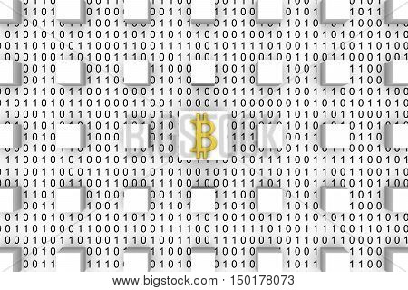 Block chain in the form of binary code, 3D illustration