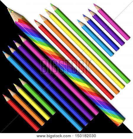 3d Magic Pencil and Set Colorful Rainbow Pencils