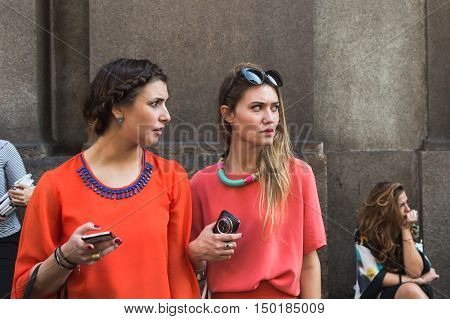 Fashionable Woman Posing During Milan Fashion Week