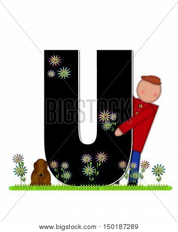 Alphabet Children Picking Flowers U
