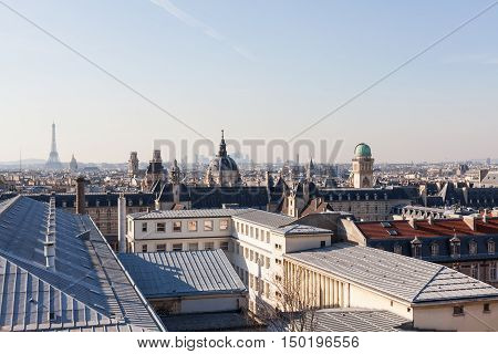 Panorama of Paris with Eiffel Tower. View from Pantheon.