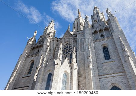 Church of the Sacred Heart of Jesus on Tibidabo mountain in Barcelona Catalonia Spain