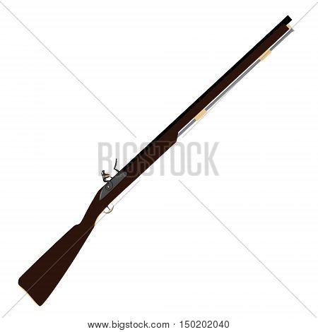 Vector illustration of old fashioned rifles. Muskets or flintlock gun.