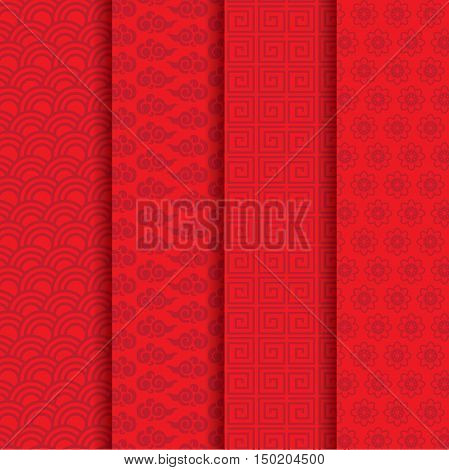 Traditional Chinese pattern and red background pack set