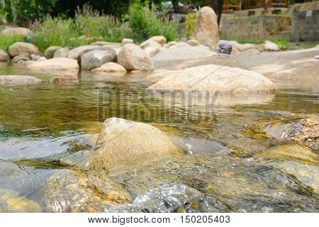 small stream over rocks in Khiriwong Sichon Nakhon Si Thammarat Thailand