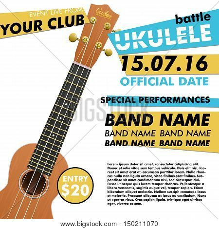Ukulele show poster for your design ukulele battle live concert acoustic folk music indie music poster ukulele poster music event music performance